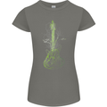 Green Guitar Tree Guitarist Acoustic Womens Petite Cut T-Shirt Charcoal