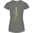 Green Guitar Tree Guitarist Acoustic Womens Petite Cut T-Shirt Charcoal