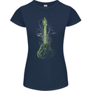 Green Guitar Tree Guitarist Acoustic Womens Petite Cut T-Shirt Navy Blue