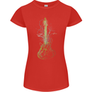 Green Guitar Tree Guitarist Acoustic Womens Petite Cut T-Shirt Red