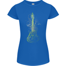 Green Guitar Tree Guitarist Acoustic Womens Petite Cut T-Shirt Royal Blue