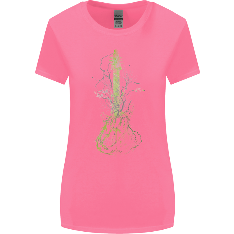 Green Guitar Tree Guitarist Acoustic Womens Wider Cut T-Shirt Azalea