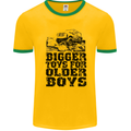 Bigger Toys Older Boys Off Roading Road 4x4 Mens White Ringer T-Shirt Gold/Green