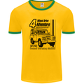 4 Wheel Drive Adventure 4X4 Off Road Mens White Ringer T-Shirt Gold/Green