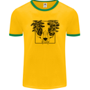 Mushroom Alien Skull Mens Ringer T-Shirt FotL Gold/Green