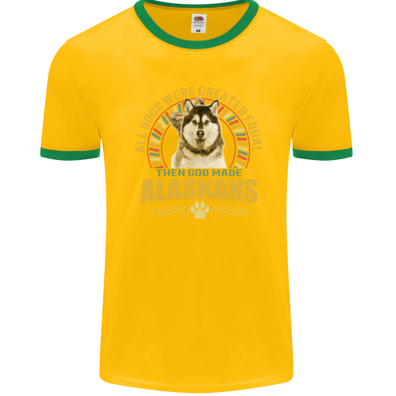 An Alaskan Dog Mens Ringer T-Shirt FotL Gold/Green