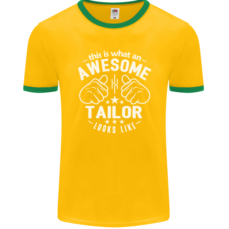 This Is What an Awesome Tailor Looks Like Mens Ringer T-Shirt FotL Gold/Green