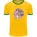 Breast Cancer Awareness Witch Halloween Mens Ringer T-Shirt FotL Gold/Green