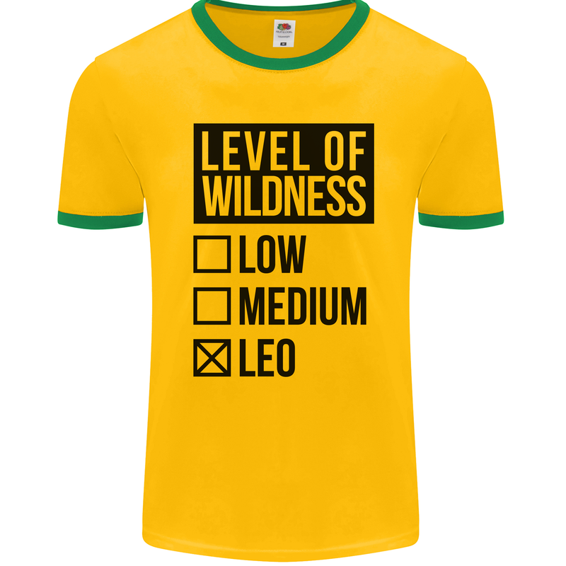 Levels of Wildness Leo Mens Ringer T-Shirt FotL Gold/Green