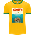 Jaws Funny Parody Clown Halloween Horror Mens White Ringer T-Shirt Gold/Green