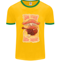 Stay Trippy Little Hippy Magic Mushroom LSD Mens White Ringer T-Shirt Gold/Green