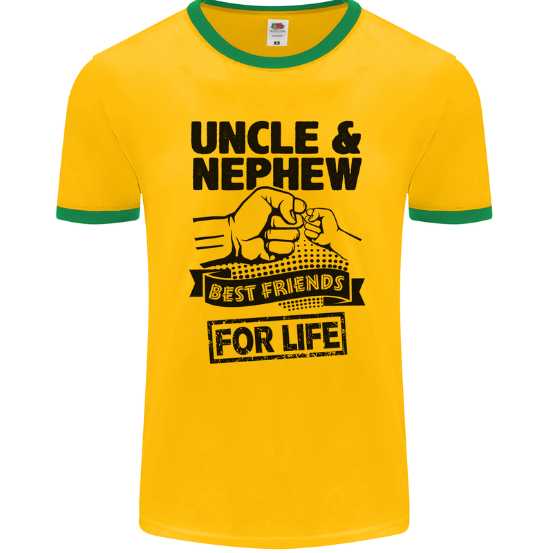 Uncle & Nephew Best Friends Uncle's Day Mens Ringer T-Shirt FotL Gold/Green