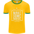 Rock n Roll Keep Calm & Make Some Noise Mens Ringer T-Shirt FotL Gold/Green