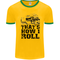 Thats How I Roll Role Playing Games RPG Mens White Ringer T-Shirt Gold/Green