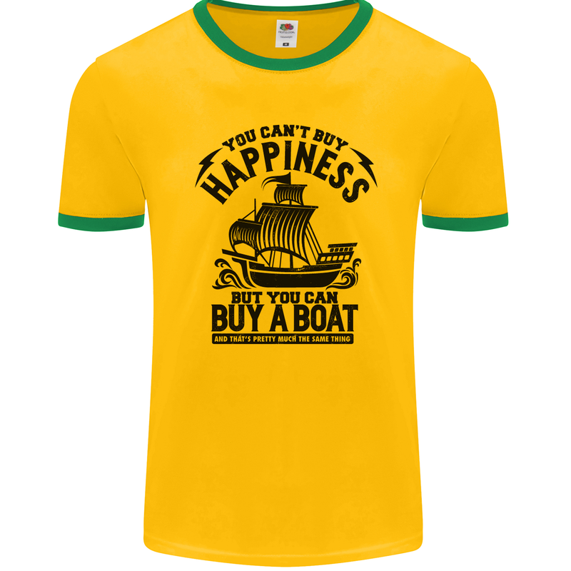 Boats You Can't Buy Hapiness Sailor Sailing Mens Ringer T-Shirt FotL Gold/Green