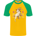 Chinese Zodiac Shengxiao Year of the Goat Mens S/S Baseball T-Shirt Gold/Green