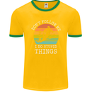 Skiing Don't Follow Me Ski Skier Funny Mens Ringer T-Shirt FotL Gold/Green
