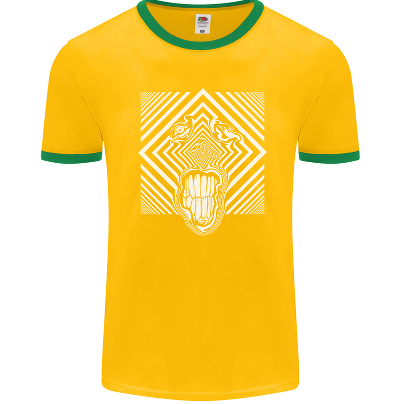 Zebra LSD Magic Mushrooms Hallucinogenic Mens Ringer T-Shirt FotL Gold/Green