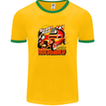 Rockabily Hot Rod Hotrod Dragster Mens White Ringer T-Shirt Gold/Green