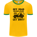 Off Road Driving Club Get Dirty 4x4 Funny Mens White Ringer T-Shirt Gold/Green