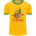 Construction Funny Building Blocks Bricks Mens Ringer T-Shirt FotL Gold/Green