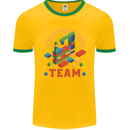 Construction Funny Building Blocks Bricks Mens Ringer T-Shirt FotL Gold/Green