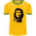 Che Guevara Silhouette Mens White Ringer T-Shirt Gold/Green