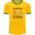 The Five to See in Africa Safari Animals Mens White Ringer T-Shirt Gold/Green