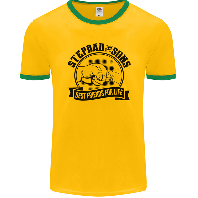 Stepdad & Sons Best Friends Father's Day Mens Ringer T-Shirt FotL Gold/Green