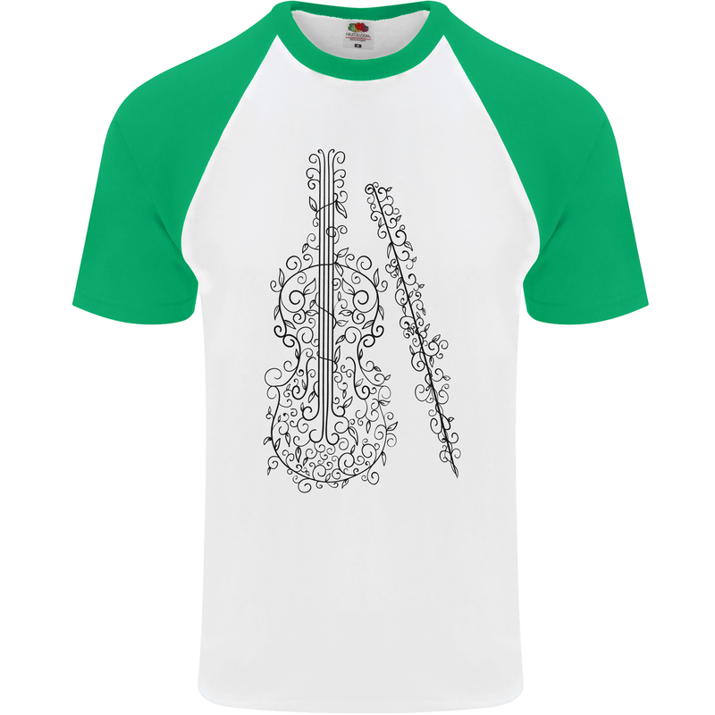 A Violin Cello Mens S/S Baseball T-Shirt White/Green