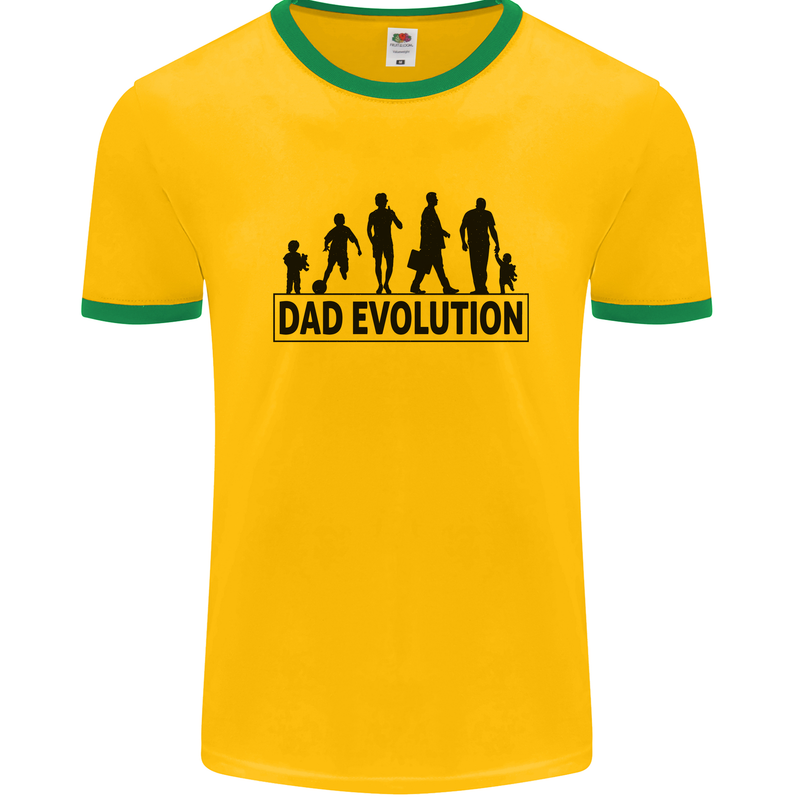 Dad Evolution Fathers Day Mens Ringer T-Shirt FotL Gold/Green