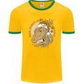 Funny Christmas Horse Equestrian Santa Mens Ringer T-Shirt FotL Gold/Green