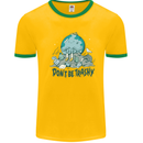 Don't Be Trashy Climate Change Environment Mens Ringer T-Shirt Gold/Green