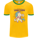 Anatomy of a Unicorn Funny Fantasy Mens White Ringer T-Shirt Gold/Green