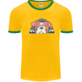 Dogs English Bulldog Mens White Ringer T-Shirt Gold/Green