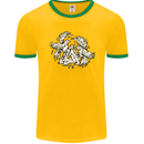 Vikings Valknut Symbol With Ravens Mens Ringer T-Shirt FotL Gold/Green