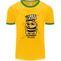 Why? Bee-Cause I'm Cool Funny Bee Mens White Ringer T-Shirt Gold/Green