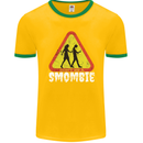 Smombie Antisocial Phone Addict Smartphone Mens Ringer T-Shirt FotL Gold/Green