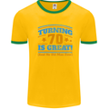 70th Birthday Turning 70 Is Great Year Old Mens White Ringer T-Shirt Gold/Green