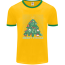 Fitness Merry Fitmas Christmas Tree Gym Mens White Ringer T-Shirt Gold/Green