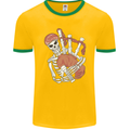 A Skeleton Playing the Bagpipes Mens Ringer T-Shirt FotL Gold/Green