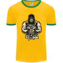 Jiu Jitsu Gorilla MMA Martial Arts Karate Mens Ringer T-Shirt FotL Gold/Green