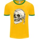 A Viking Skull Mens Ringer T-Shirt FotL Gold/Green