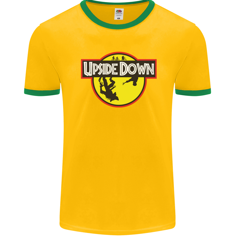 Upside Down SCI-FI TV Program Mens Ringer T-Shirt FotL Gold/Green