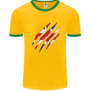 Gym The Union Jack Flag Claw Effect UK Mens White Ringer T-Shirt Gold/Green