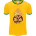 Iron Fires Me Up Gym Bodybuilding Mens Ringer T-Shirt FotL Gold/Green