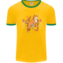 Chinese Zodiac Shengxiao Year of the Dog Mens White Ringer T-Shirt Gold/Green