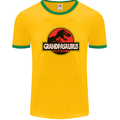 Grandpasaurus Funny Grandpa Grandad Mens White Ringer T-Shirt Gold/Green