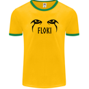 Floki Eyes Vikings Valhalla Odin Mens Ringer T-Shirt FotL Gold/Green