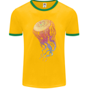 Colourful Jellyfish Ocean Life Mens Ringer T-Shirt FotL Gold/Green